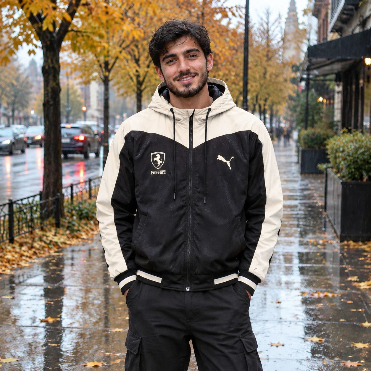کاپشن مشکی کرم مردانه مدل Ferrari
