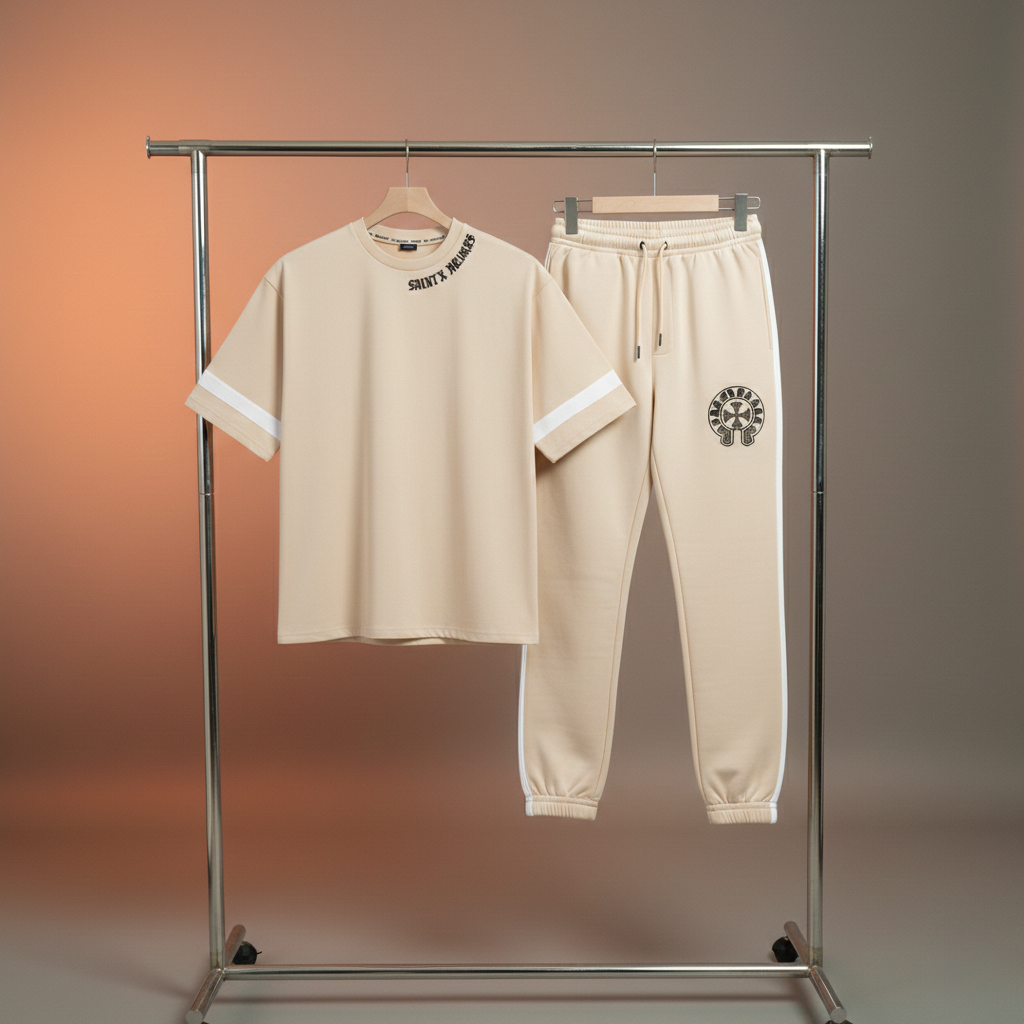 ست تیشرت و شلوار مردانه بنگال کش مدل Salar-کرم